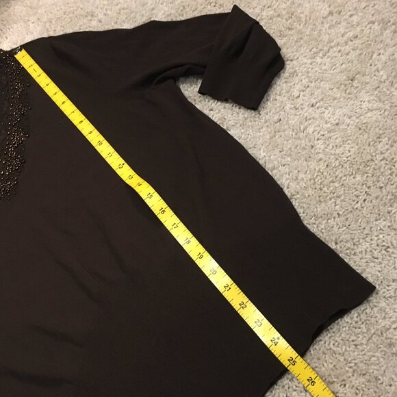 Nygard Collection Rayon High Banded Waist Bead + Lace Collared Top - Picture 15 of 16